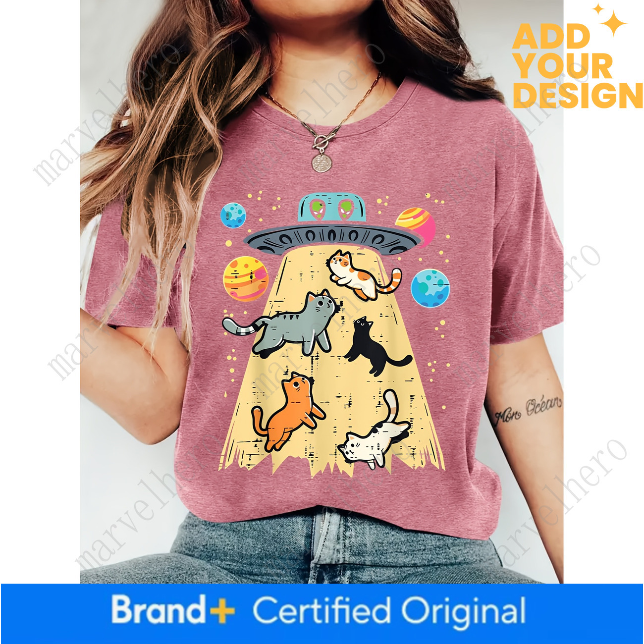 Women S Summer Clothing UFO Takeaway Cute Cat Print Round Neck Short Sleeve T Shirt Comfortable Soft Stylish Elegant Vintage Casual Versatile Partie