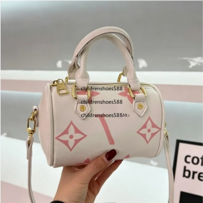 Mini Cylinder Print Handbag for Women, Classic Pattern Top Handle Barrel Bag, Fashion Detachable Strap Crossbody Shoulder Purse for Daily Casual Out