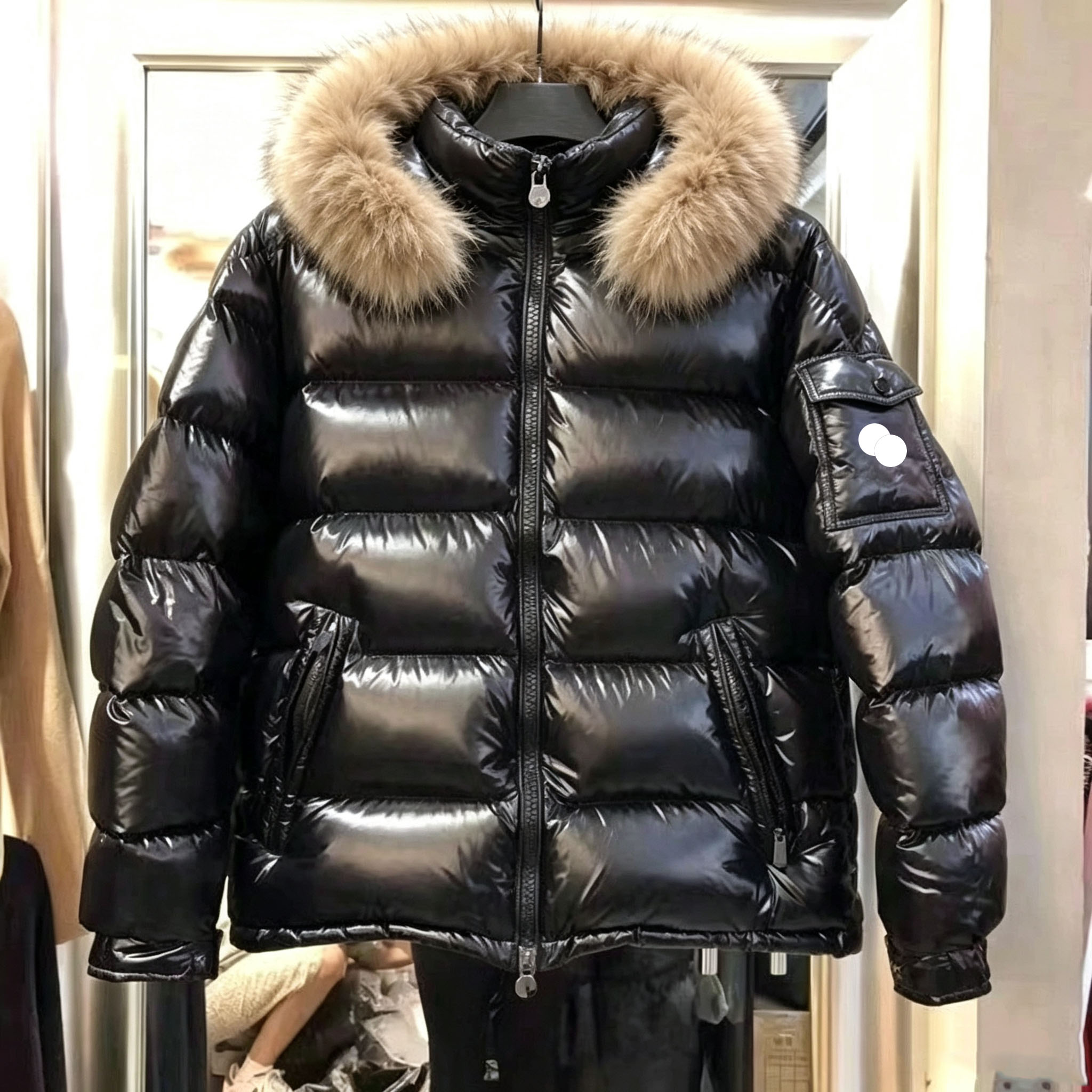 10A Mens Downs Parkas Jacket Fur Collar Wind Coat Puffer Jacket Thick Warm Coats Long Sleeves Pockets Budge Embroidery Brand Coats Big Outwears Tops