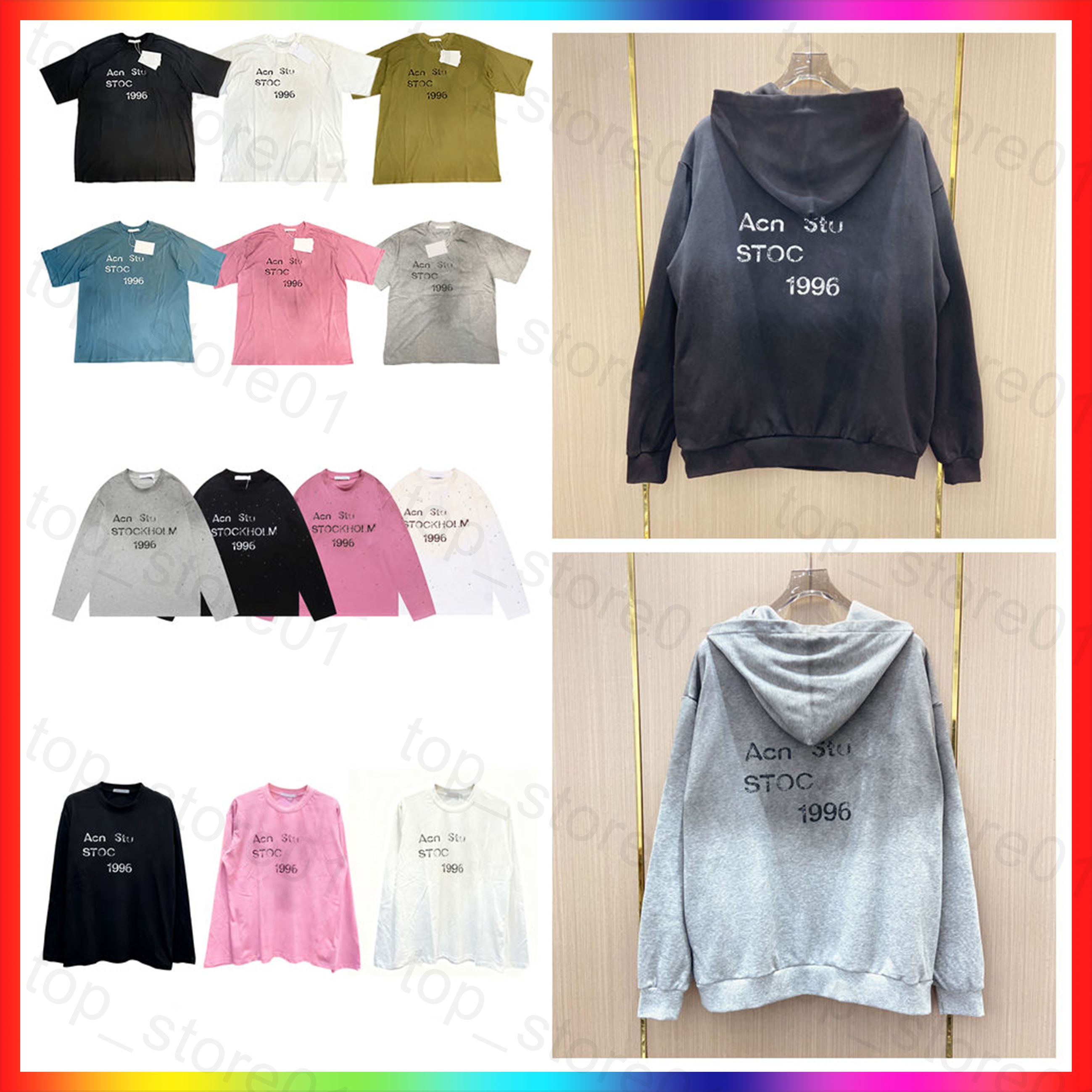 Designer Hoodie Fashion long sleeve T Shirt 1996 Letter Printed Vintage Washed acneastudios hoodies Spring Summer Long Short Sleeve Casual Couple To