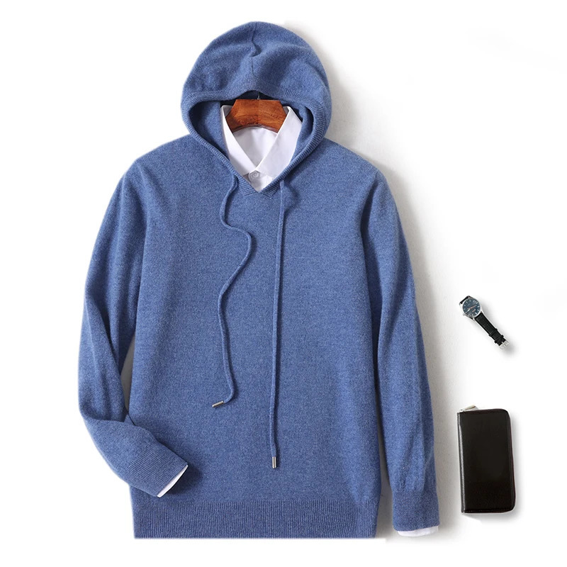 2025 Men's 100 Merino Pure Wool Knitted Hoodie Women's Style Large Size AutumnWinter Warm Outdoor Sweater Solid Color Top YJ 260911