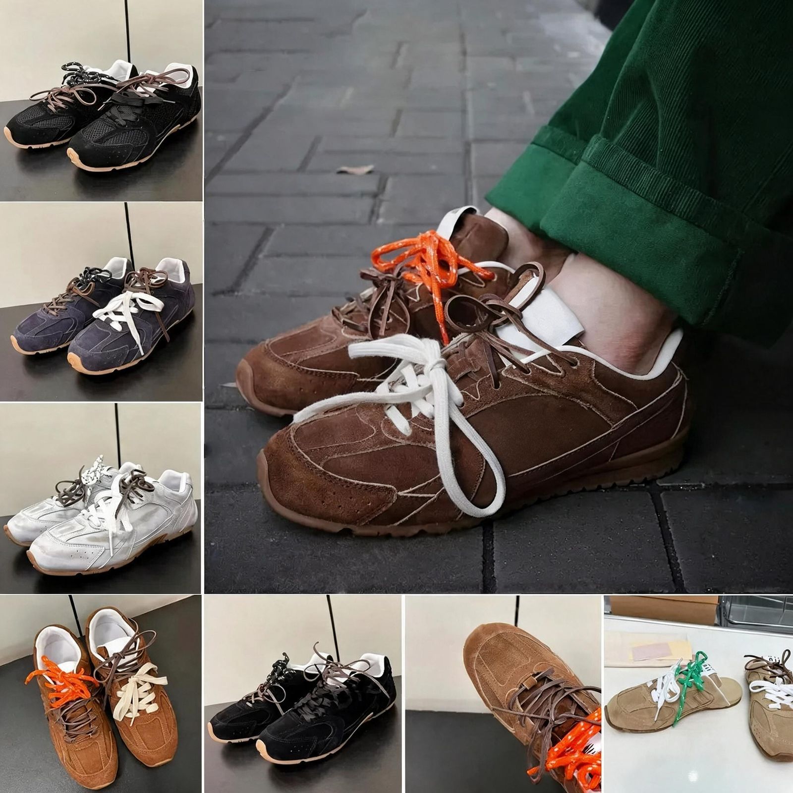 designer low top retro running sneakers 530 SL x MM brown suede and mesh upper lace up casual tennis trainers for men women