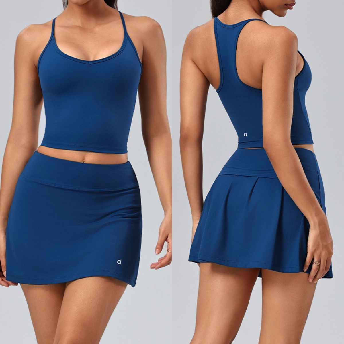 2604A Gilet de Yoga à séchage rapide pour femmes, jupe athlétique mi-longue d'été, haut d'exercice respirant, jupe courte pliante à la taille, en