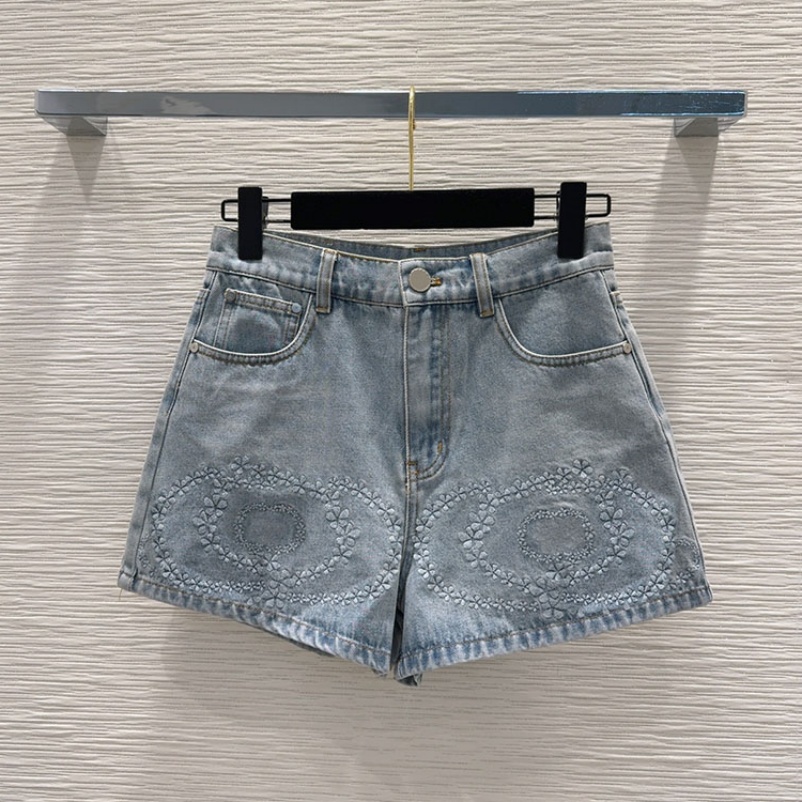 Luxury Floral Embroidered Denim Shorts Women Sexy Washed Jean Shorts Summer Street Night Club Hot Pants