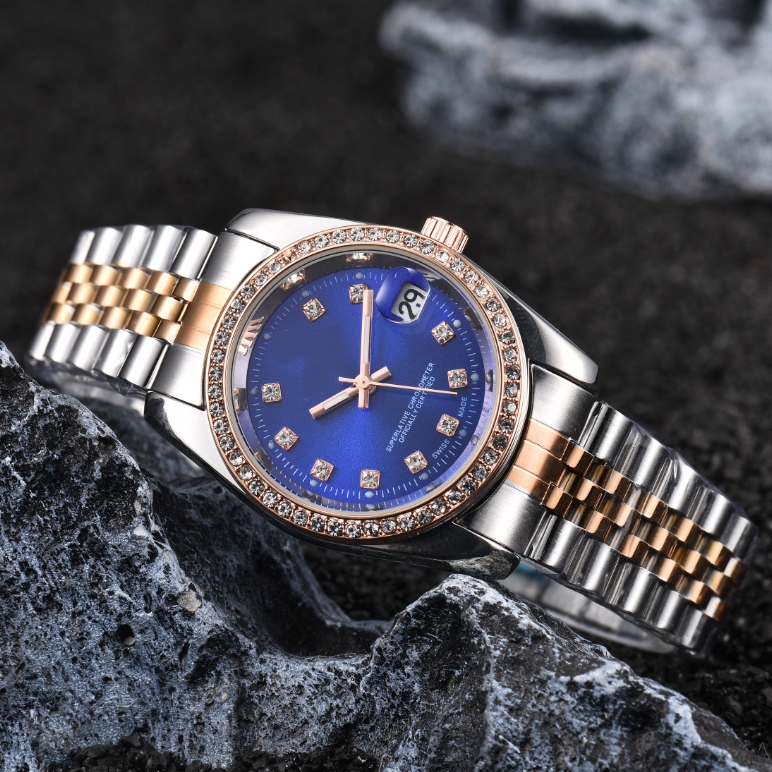 Womens DAYity Quartz wristwatches DATEity comfortable High quality luxury rubberstrap waterproof quality watches montre de luxe gold watch #121