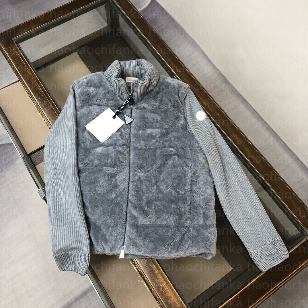 Women Winter Splicing down jacket, classic logo design, teddy fleece warm fabric, comfortable fashionable stand up collar long sleeved women down ja