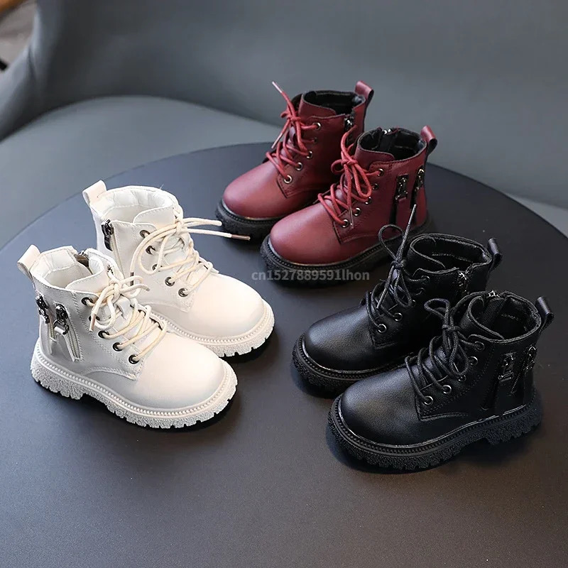 2025 Spring Autumn Winter Ankle Boots Light Girl Platform Shoes Burgundy Beige Black Boys Short Super Cozy y260901