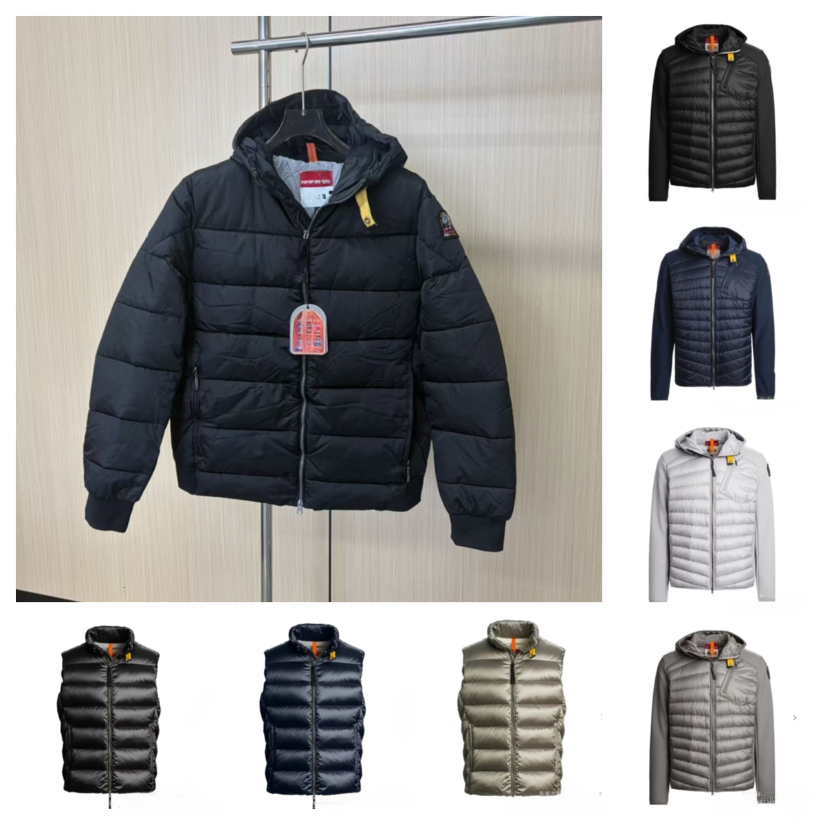 Cargo Down Jacket PJS puffer Luxury mens womens para jumpers down jacket with Yellow Webbing Strap Accent Water Repellent Windproof Winter Outerwear