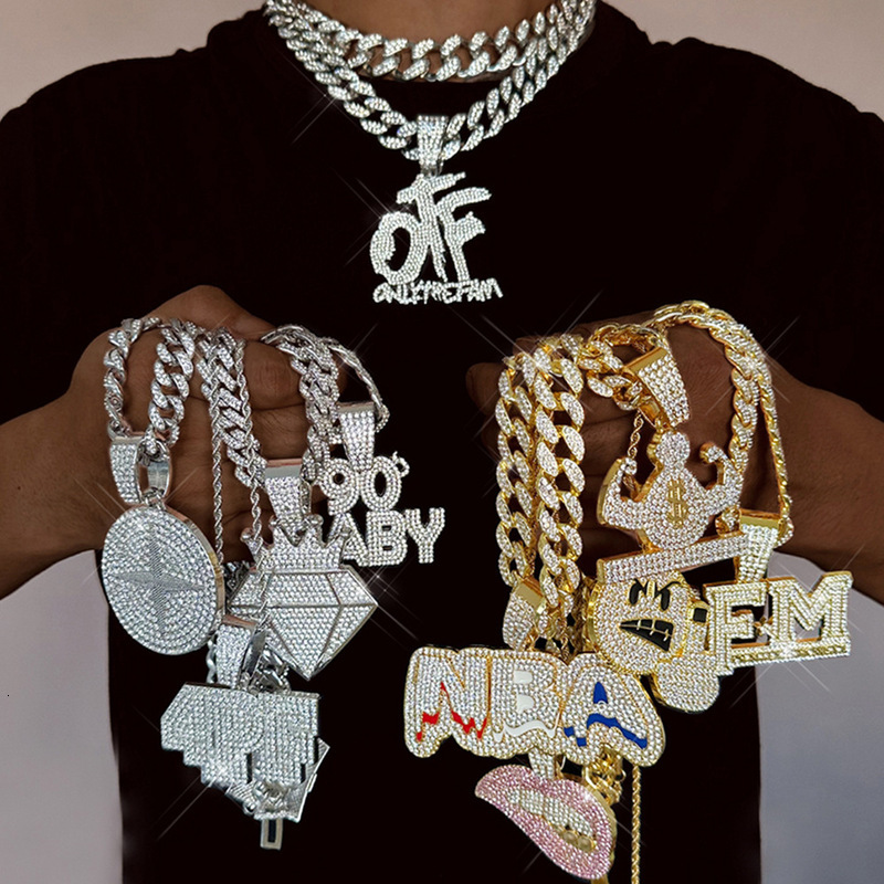 TEMU Hot Selling Hip-Hop Diamond Letter Smiley Face Personality Multiple Specifications 925 silver Cubic Zirconia Chain
