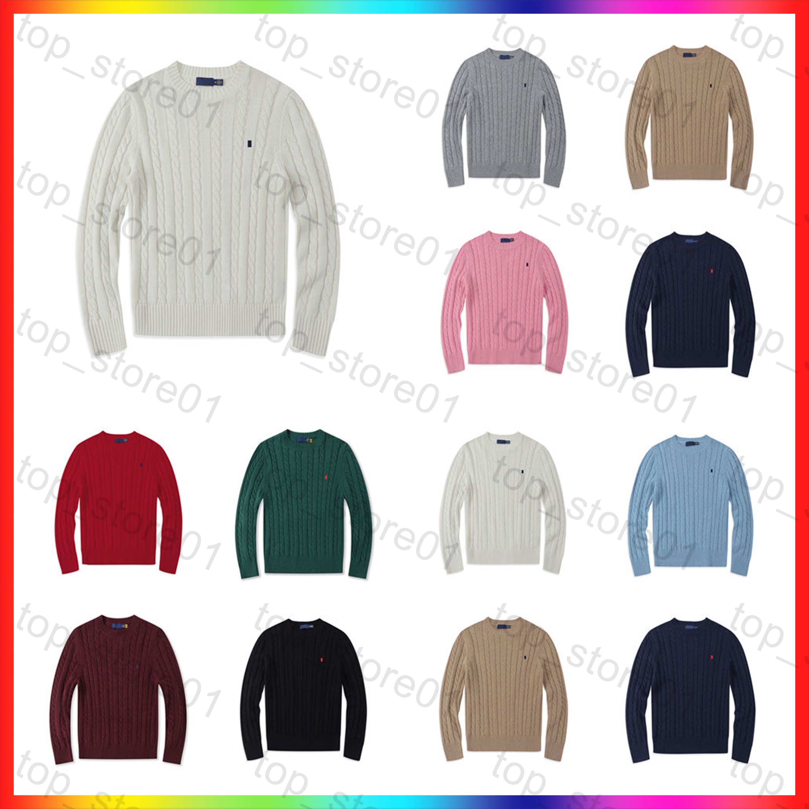 2026 mens designer sweater mens sweater Fashion Polo Sweater Winter New Long Sleeve Vintage Twist Knitted Sweater Embroidered Small Horse Casual Woo