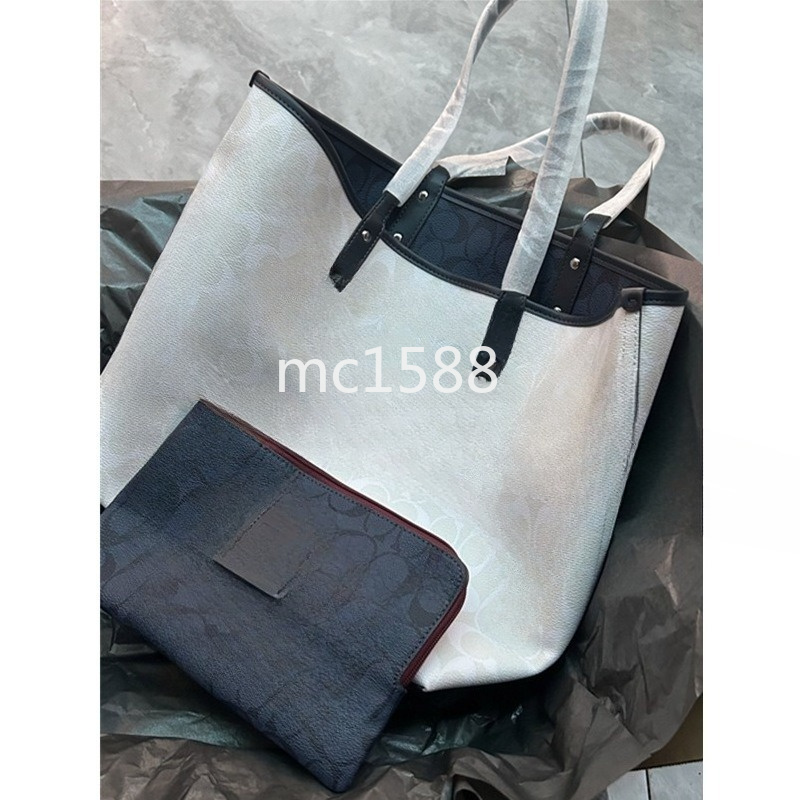 City33 bleu et blanc Double face mère sac fourre-tout grande capacité portable simple épaule maman sac à provisions 356-A