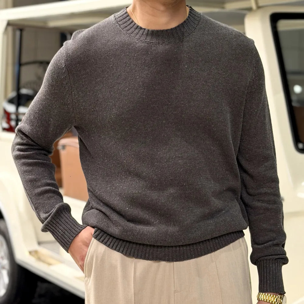 Autumn Winter Solid Color Round Neck Sweater Casual Versatile Warm Pullover Knitwear For Men's Daily Wear Navidad Hombre 260908