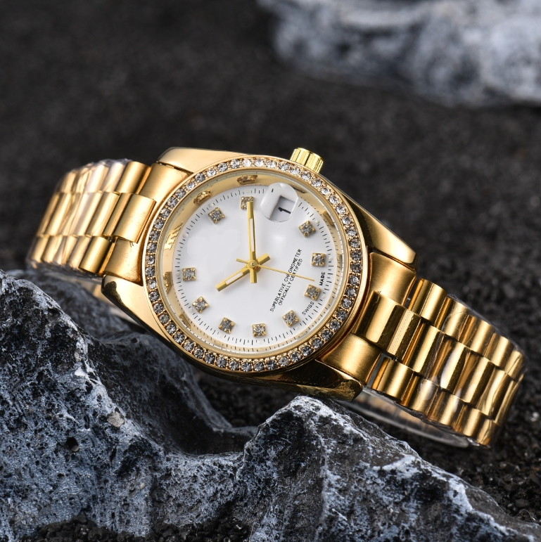 Womens DAYity Quartz wristwatches DATEity comfortable High quality luxury rubberstrap waterproof quality watches montre de luxe gold watch #122