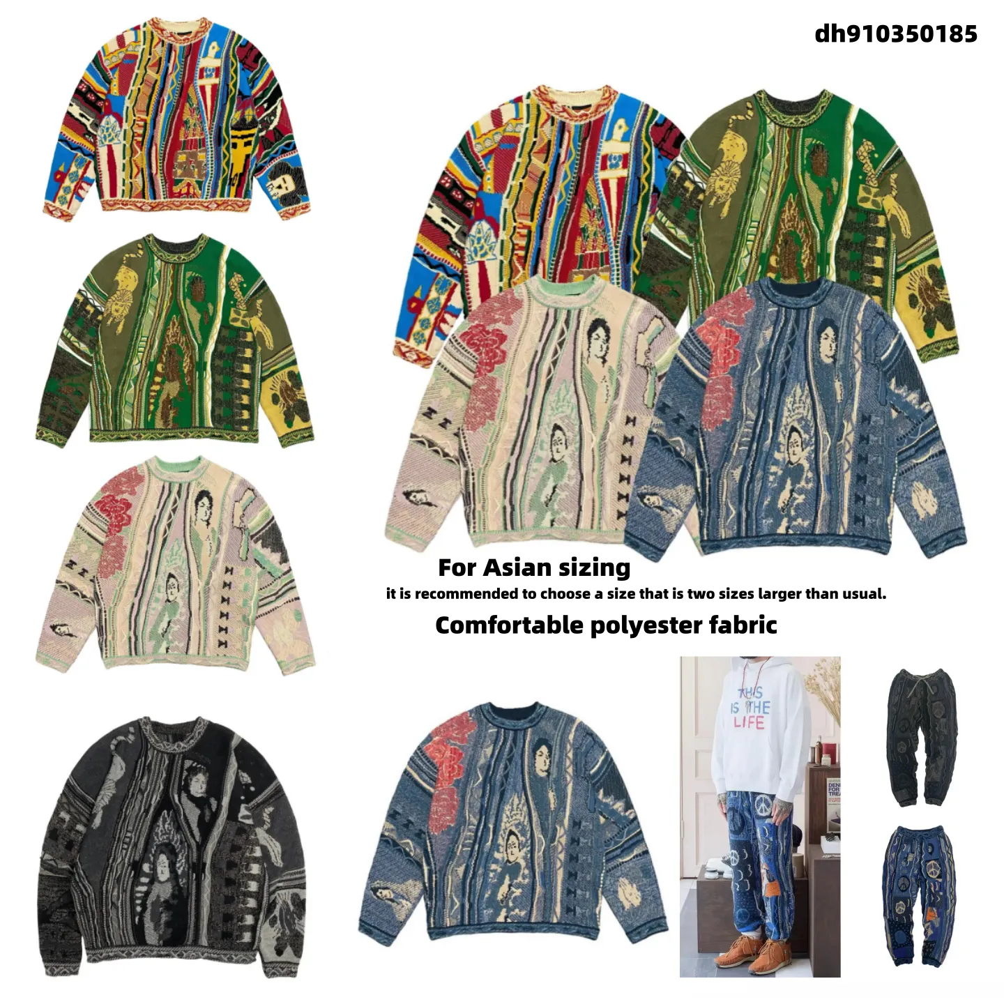 Kapital Vintage Men's Hoodies 2026 3D Printing National Characters Jacquard Japanese O Neck For Male Luxurious Design Retro And Fashionable Jap