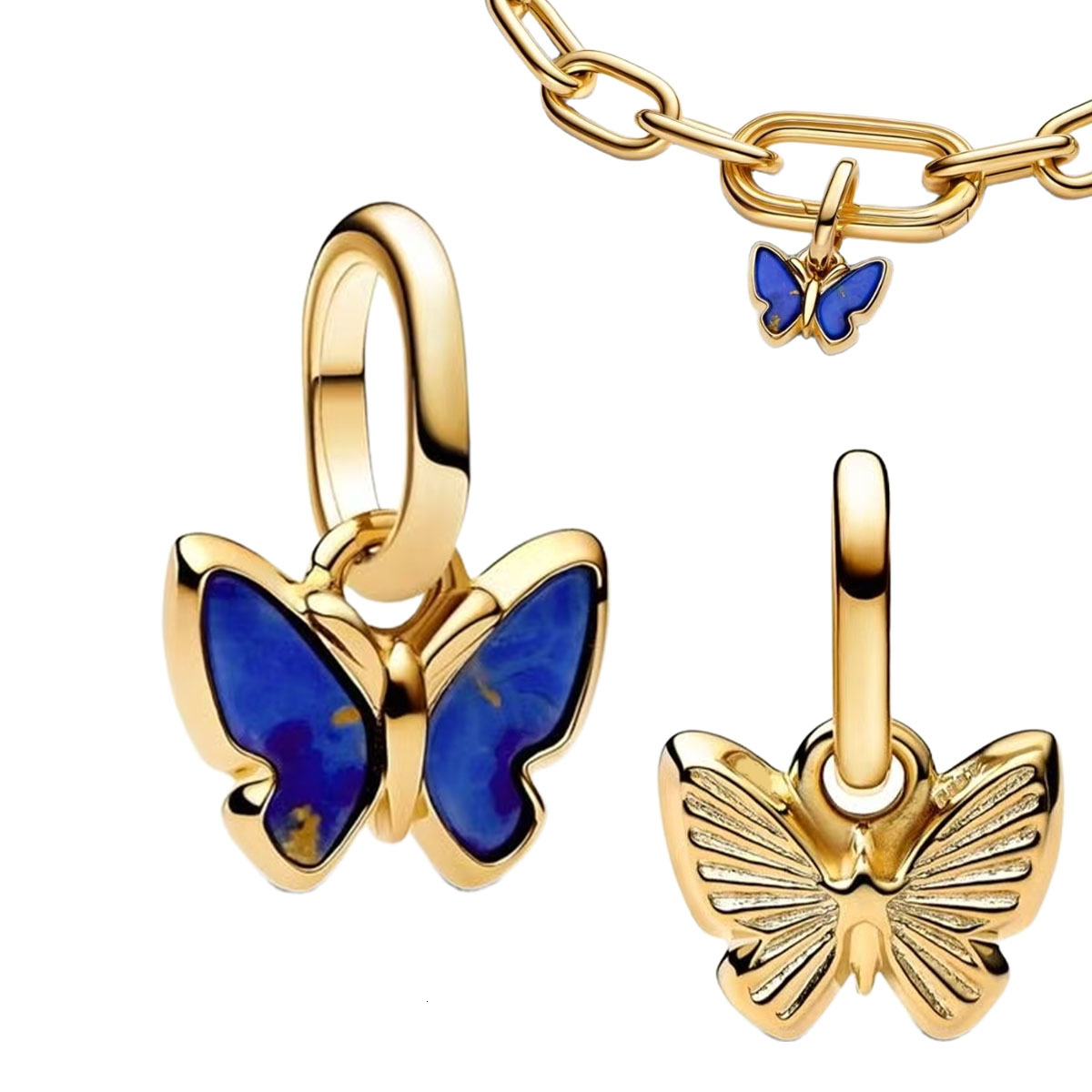 2026 New 925 Silver Blue Pendent Bead Charm Necklace Purple Bird Vintage Anchor Star Butterfly Magic Mirror Gem Fit Bracelet Gift Jewelry