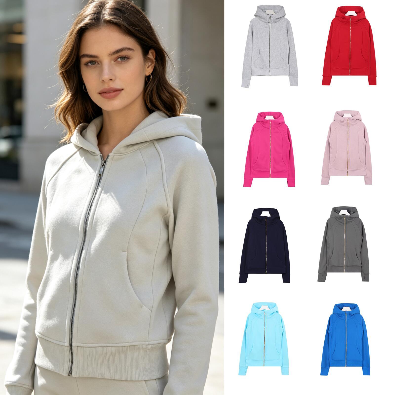 Designer Scuba Zippered Hoodie Sport Gym Short Set Fitness Plush Jacket Hooded Sweatshirt authentic label mesh pocket for women S-XXL