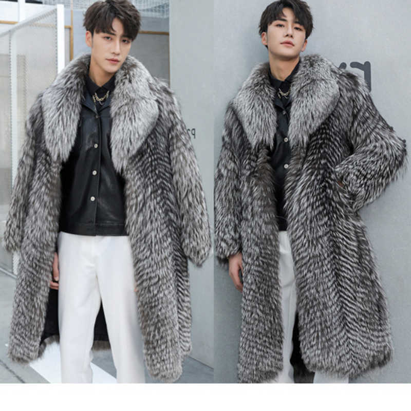 men new Autumn fur winter coat fur long coat big size jacket warm casual windbreaker D260911