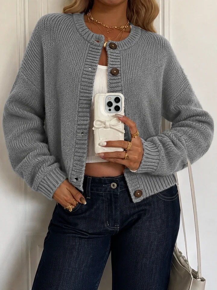 2026 Style Women's Long-Sleeved Thick-Textured Knitted Coat Loose Regular Fit Thick and Warm 260910CJ