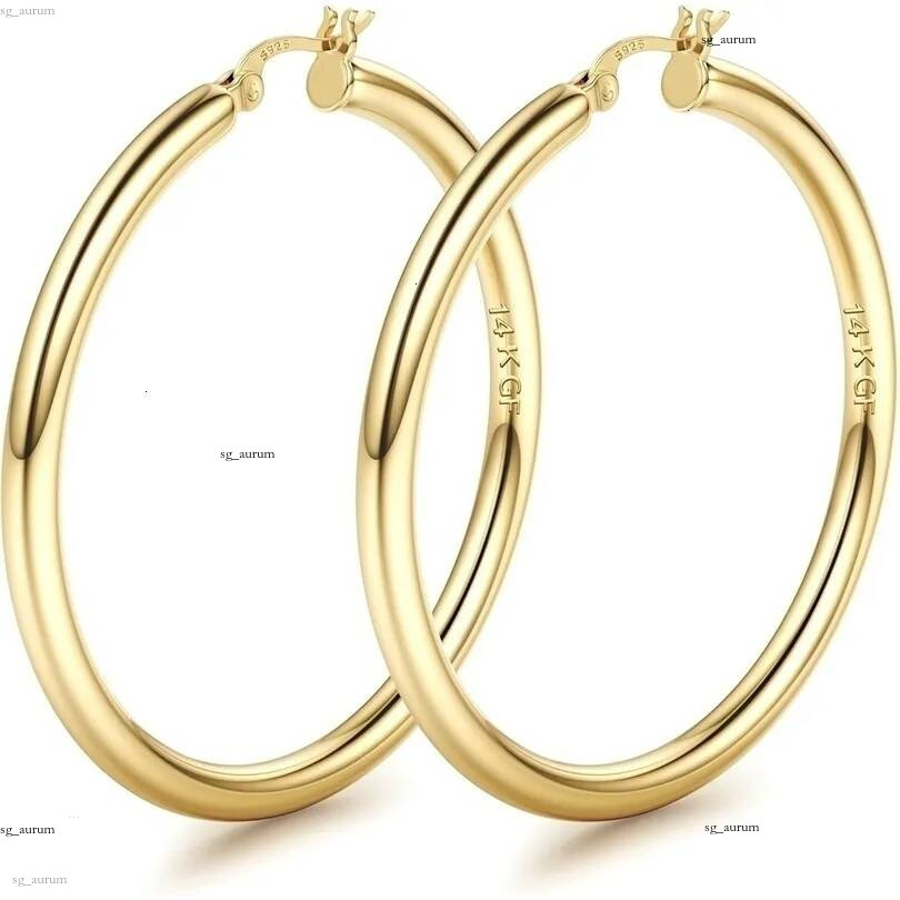 Drperfect 14K plaqué or grosses boucles d'oreilles pour femmes hypoallergénique aiguille en argent léger grands cerceaux bijoux 260630