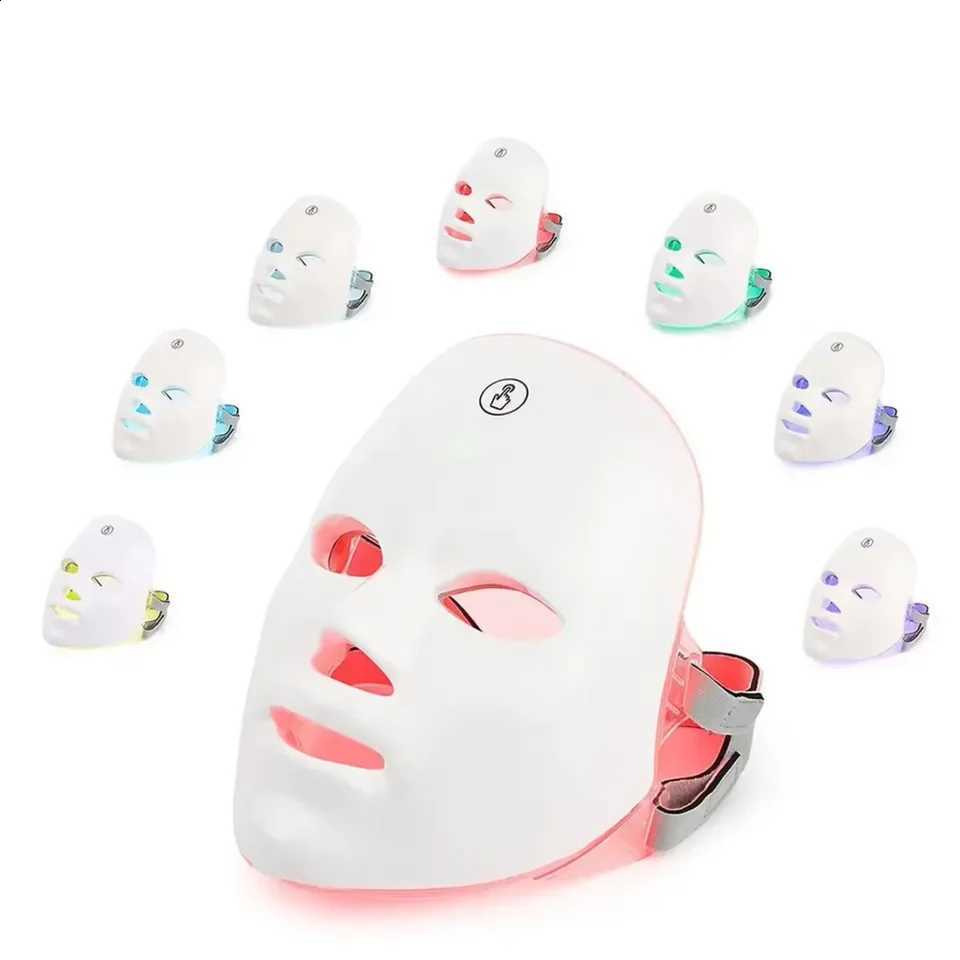 Rechargeable Facial LED Mask 7 Colors LED Photon Beauty Mask Skin Rejuvenation Home Face Lifting Skin Care Tool Instrument X260910