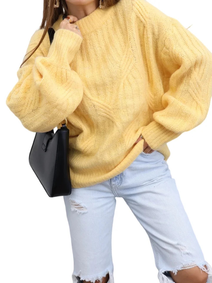 2026 European and American PlusSize Womens Autumn Winter HighEnd Elegant Casual Fashion Soft Pullover RoundNeck Knit Sweater for Women 260909