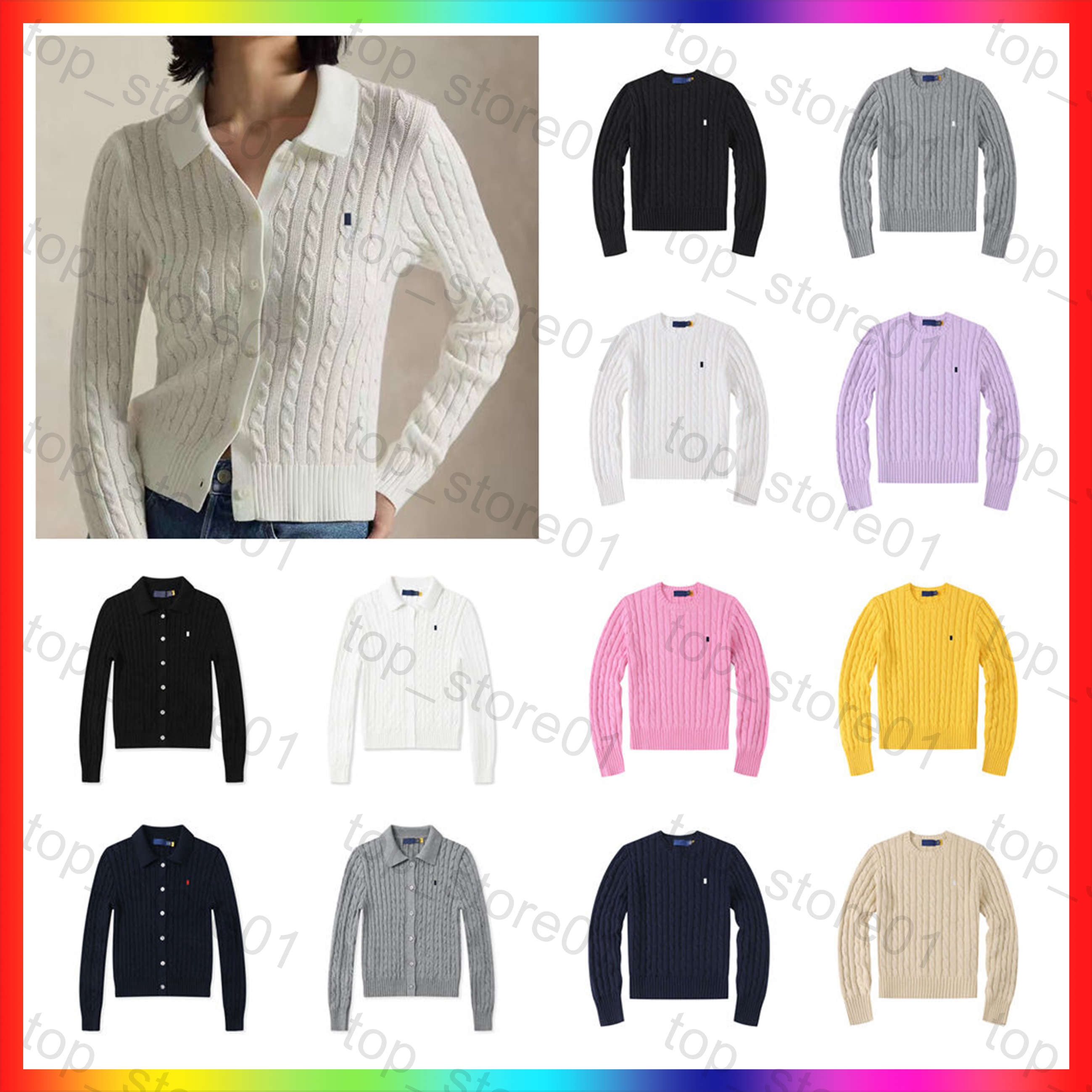 designer sweater women sweater Fashion Polo Sweater High Quality Winter New Long Sleeve Vintage Twist Knitted Sweater Embroidered Small Horse Casual