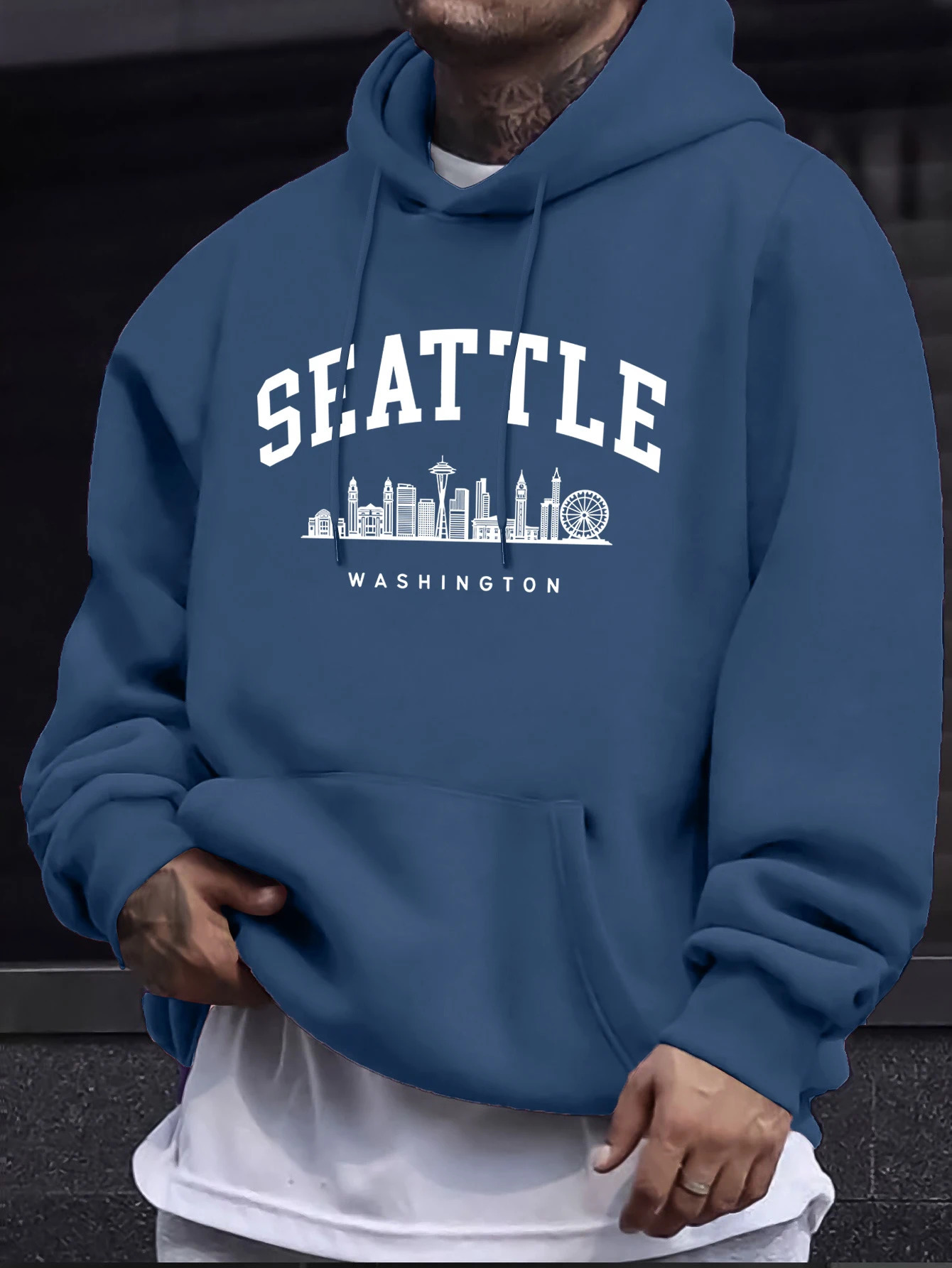 Seattle Washington Letter Creative Printing Commute Tops Man Fleece AutumnHoodie Casual Sports Sweatshirt Fashion Simple Hoodie 260910