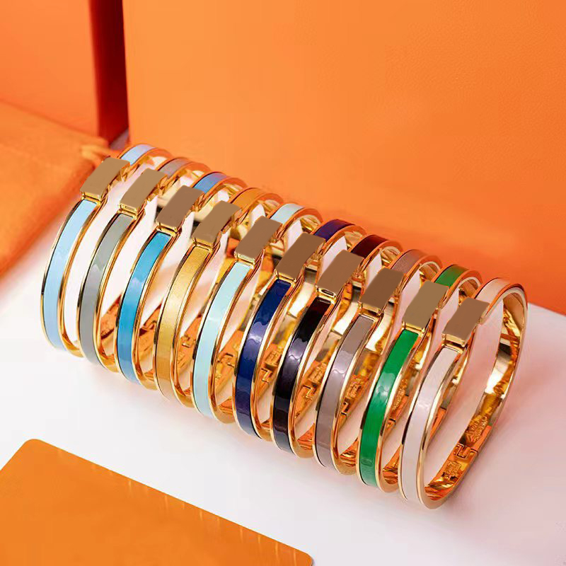 Bracelet classique H de styliste pour femmes, bijoux de luxe en acier inoxydable de haute qualité avec lettres de 6mm, adaptés aux cadeaux