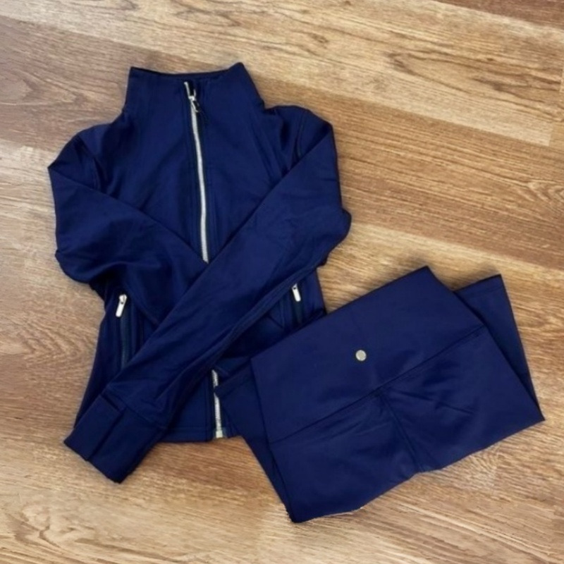 Luluity Lemonence définitly vestes ensemble Leggings femmes recadrée sport survêtement Yoga fermeture éclair avant manches longues culture luluit