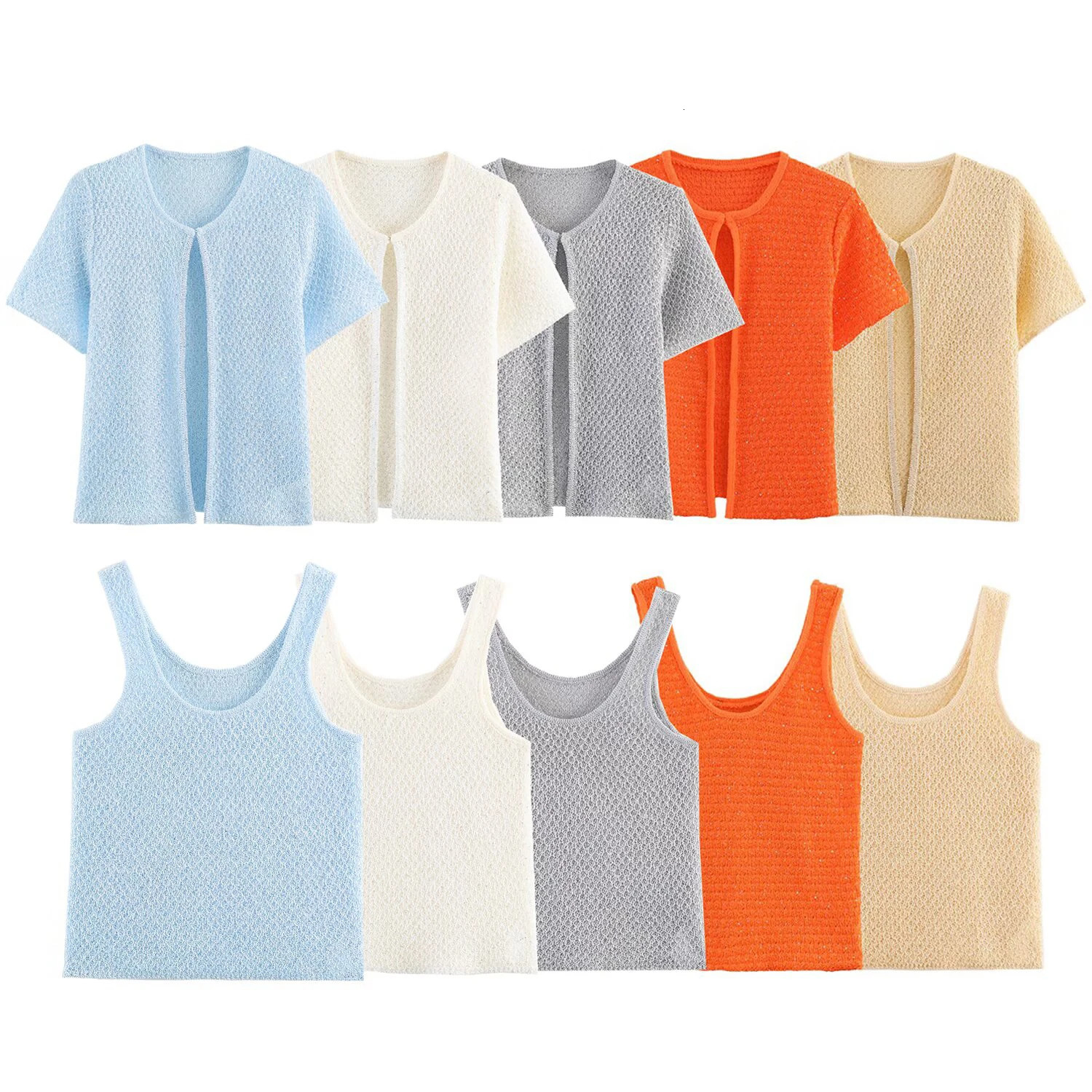 Women's Clothing Style European And American Fashion Simple Pearl Decoration Knitted Top Knitted Vest 260910CJ