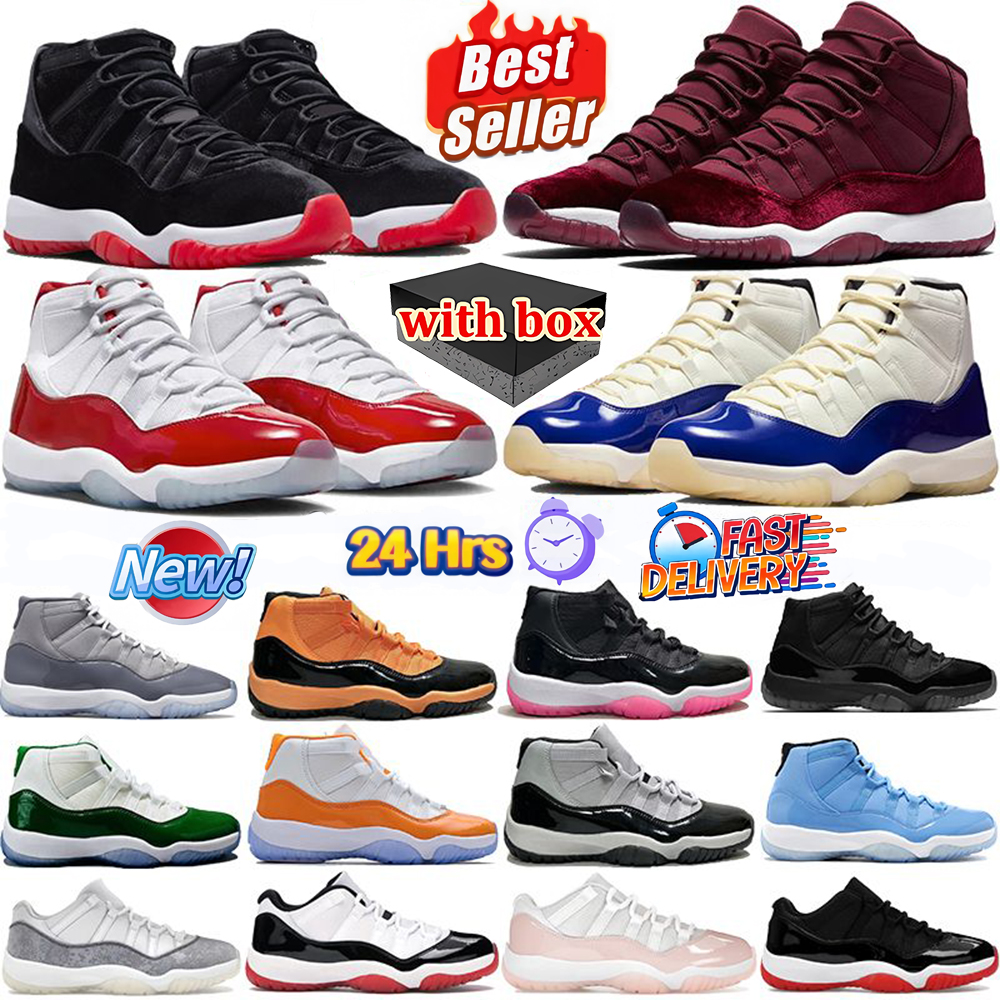 With Box Mens 11 11s Basketball Shoes Pearl Concord Bred Velet Rare White Navy Cherry Heiress Night Maroon cool grey For Men Women j11 Sneakers Spor