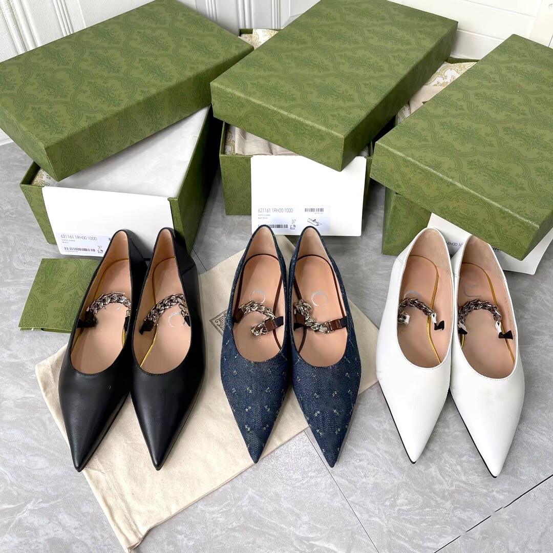 1 1 Designer jacquard Casual Mary Jane luxurys 2026ss New classic Fashion Classis Ballet loafer sandal Genuine Leather Women Flats shoes Metal Strap