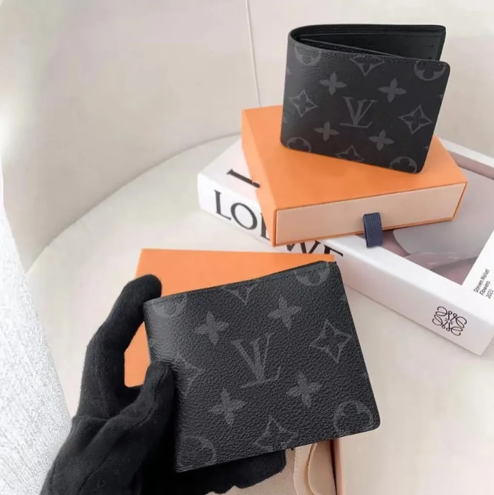 top Designers Men plaid designer purses luxury short wallet Card Holder Embossed black classic pocket Genuine leather Man Bags wallets 10A