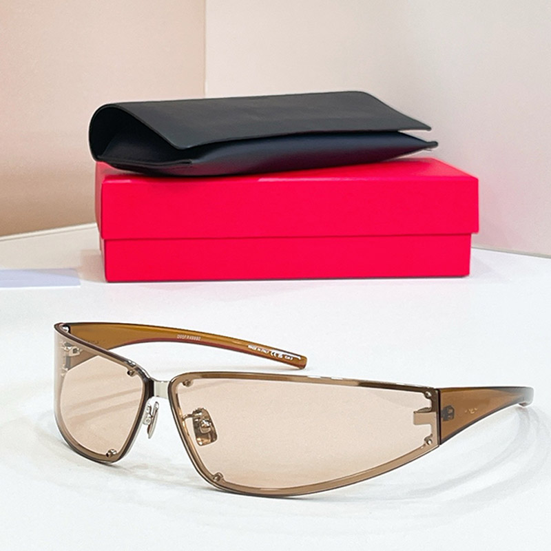 Luxury Frameless Metal Rectangular Sunglasses For Womens Mens Famous Designer Series Racer Eyewear UV400 Mirror Leg Metal Letter Trendy Personalized
