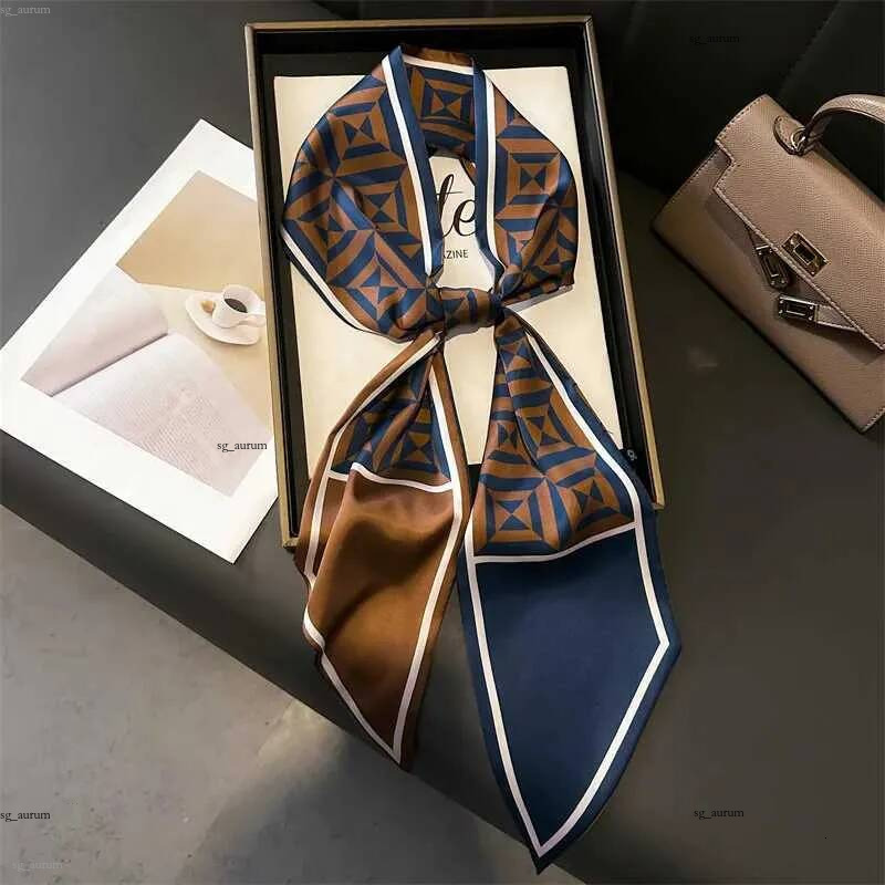 Nouveau 14x147 cm Foulards en soie étroite Chemise Foulard Doublecouche Motif à carreaux Wen Cravate Cou Sac Bande de cheveux écharpe X250912
