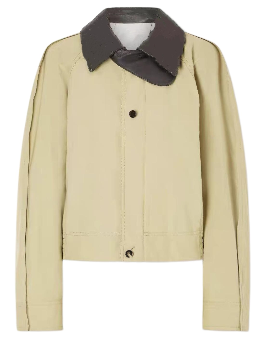 B Retro patchwork collar coat for women. Knitted leather collar short work jacket.