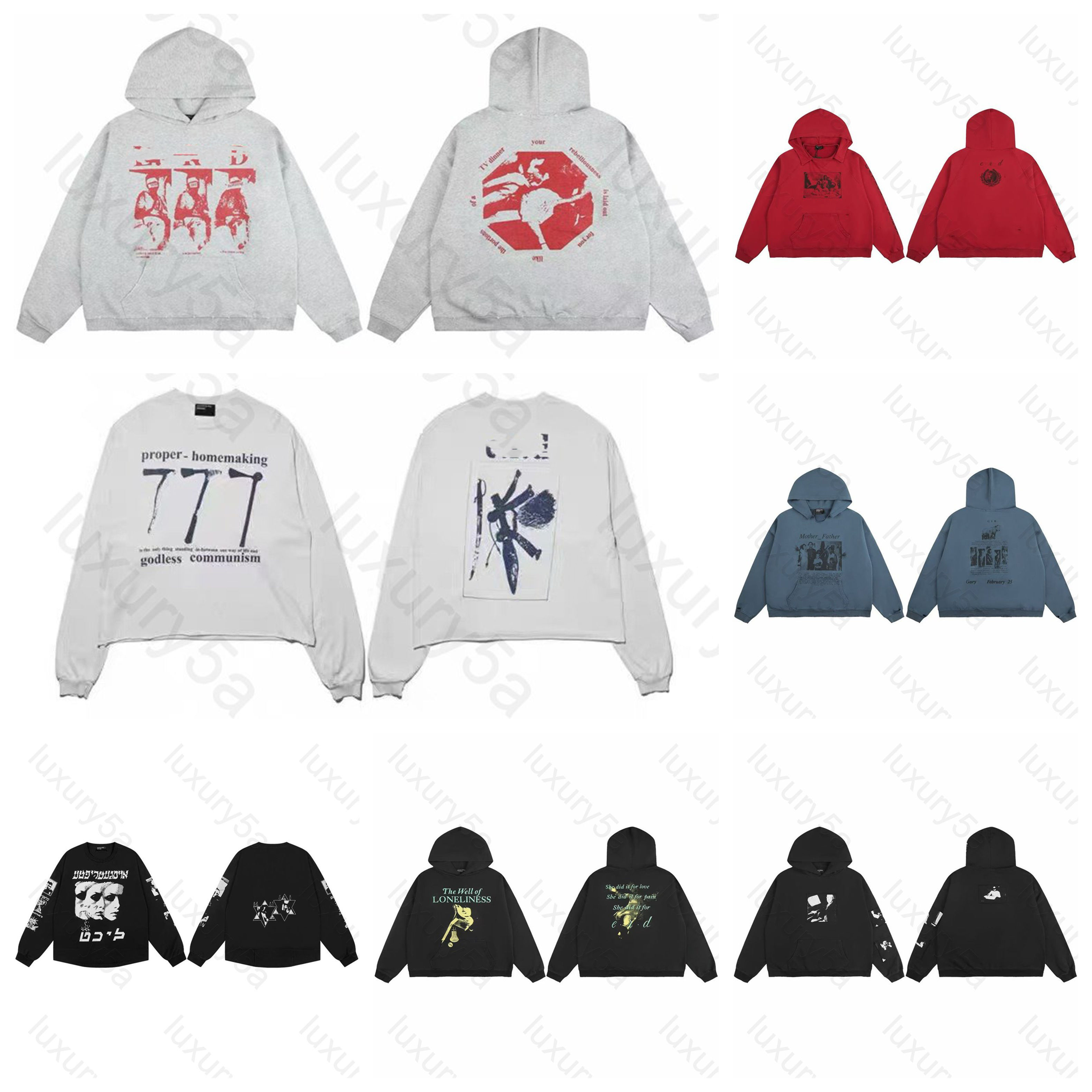 Top quality USA Hoodie designer Men's Hoodies Sweatshirts Winter Retro Washhole Black Classic Letter Crack Printed Oversized Sweater Mens 05
