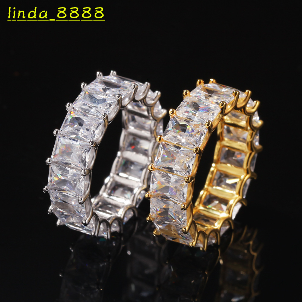 Classic Design Sterling Silver Iced Out Rings Cubic MoissaniteVVSia Women Wedding Engagement Ring
