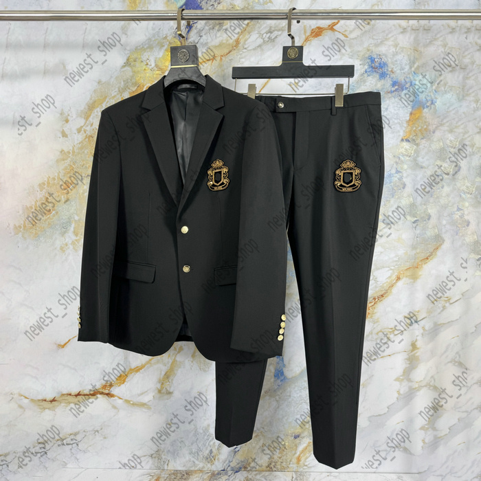 Designer Mens Blazers Pants Suits luxury single breasted classic embroidered badge letter metal buttons Sets Western Trousers Outwear jackets 4XL