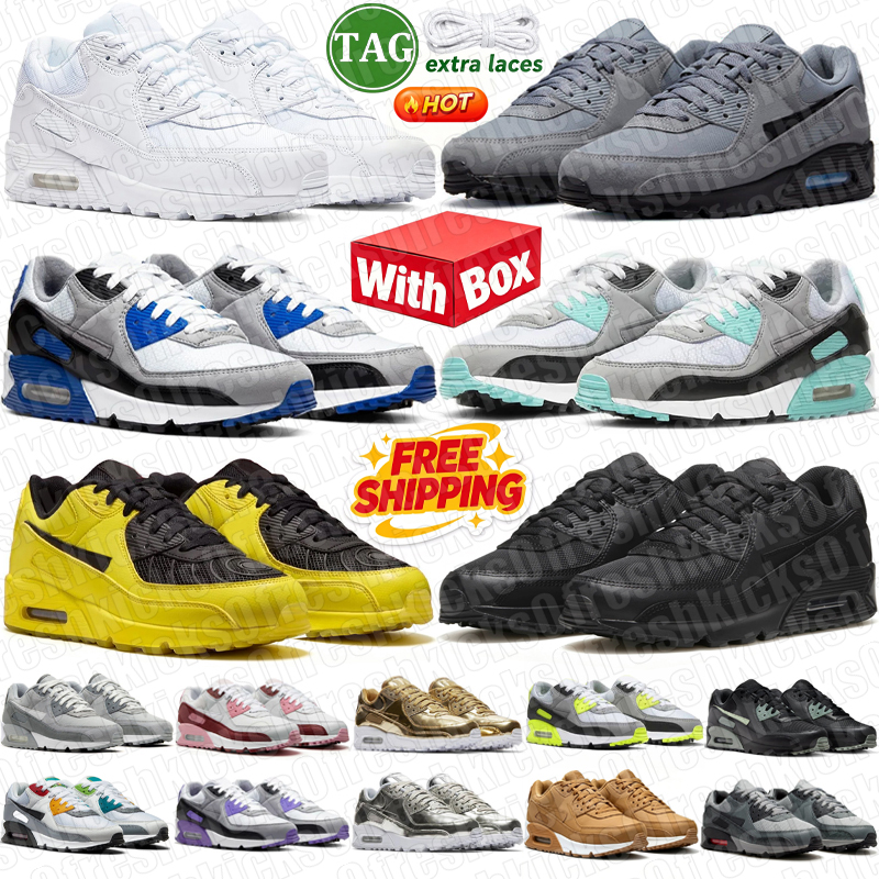 free shipping with box 90s designer shoe for mens womens sneakers 90s comfortable casual mesh trainers triple white black multi colors