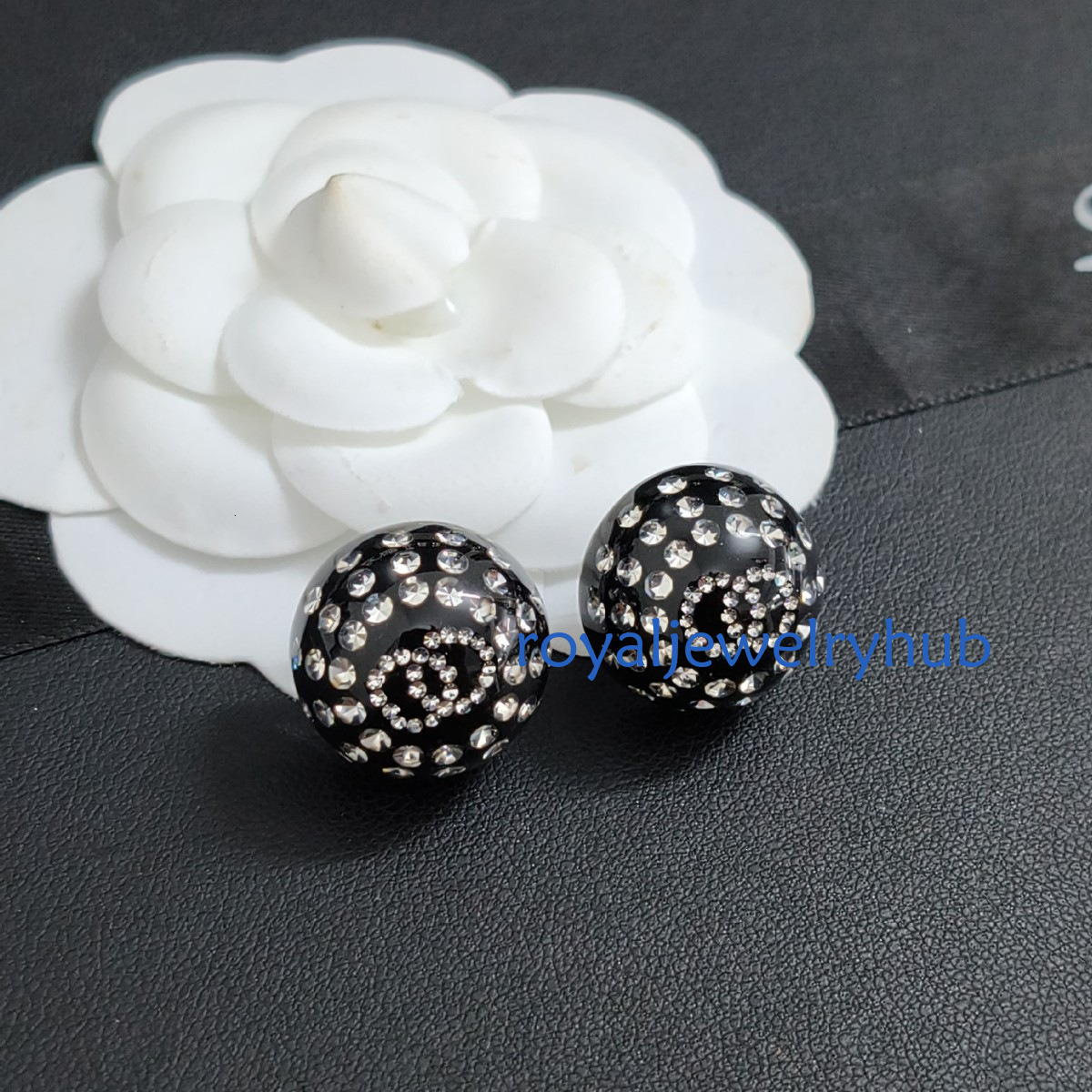 Designer Jewelry cc earrings black round ball full diamond design earrings for women