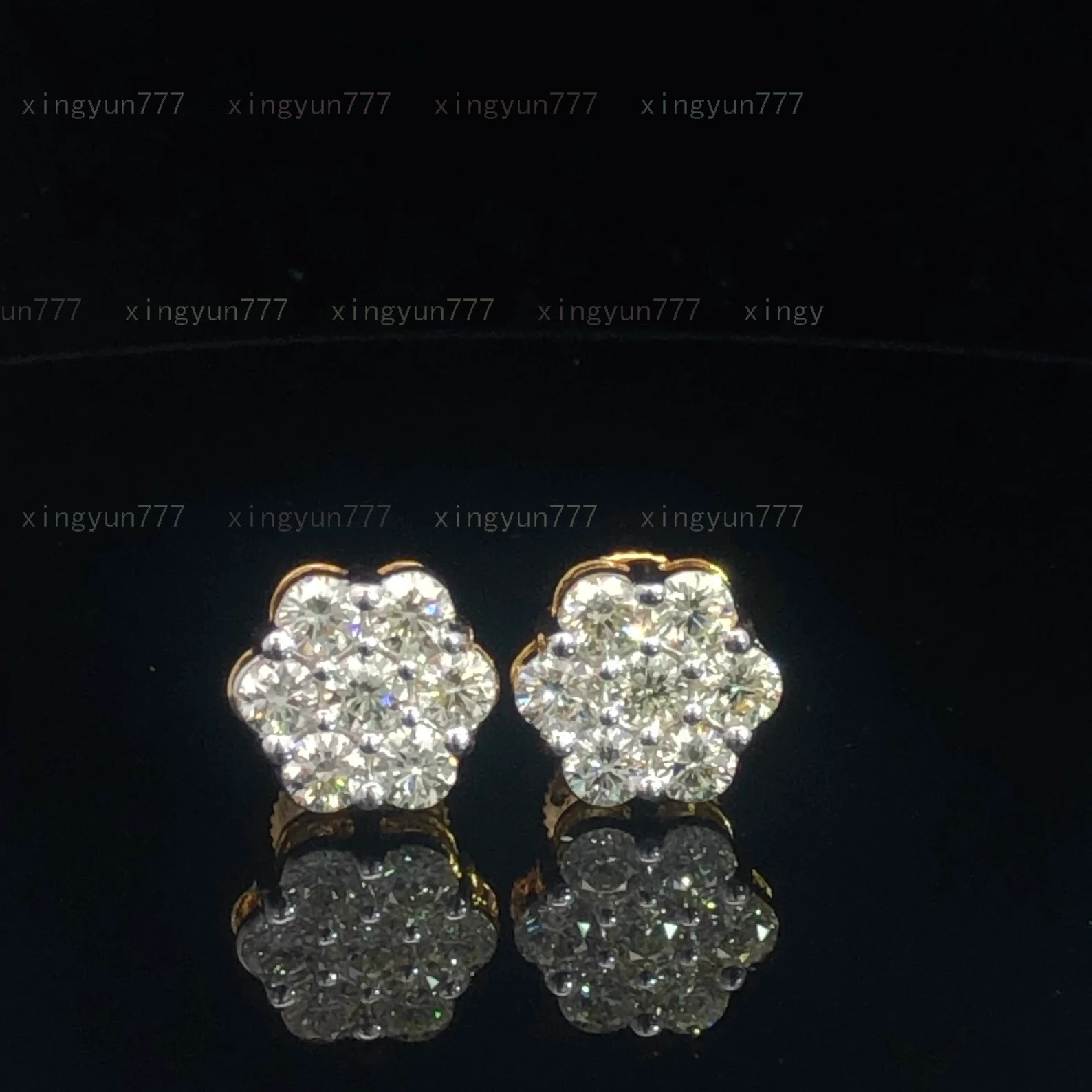 Pave Diamond Flower Stud Earrings 925 Sterling Silver Elegant Wedding Party Daily Prong Setting High Quality