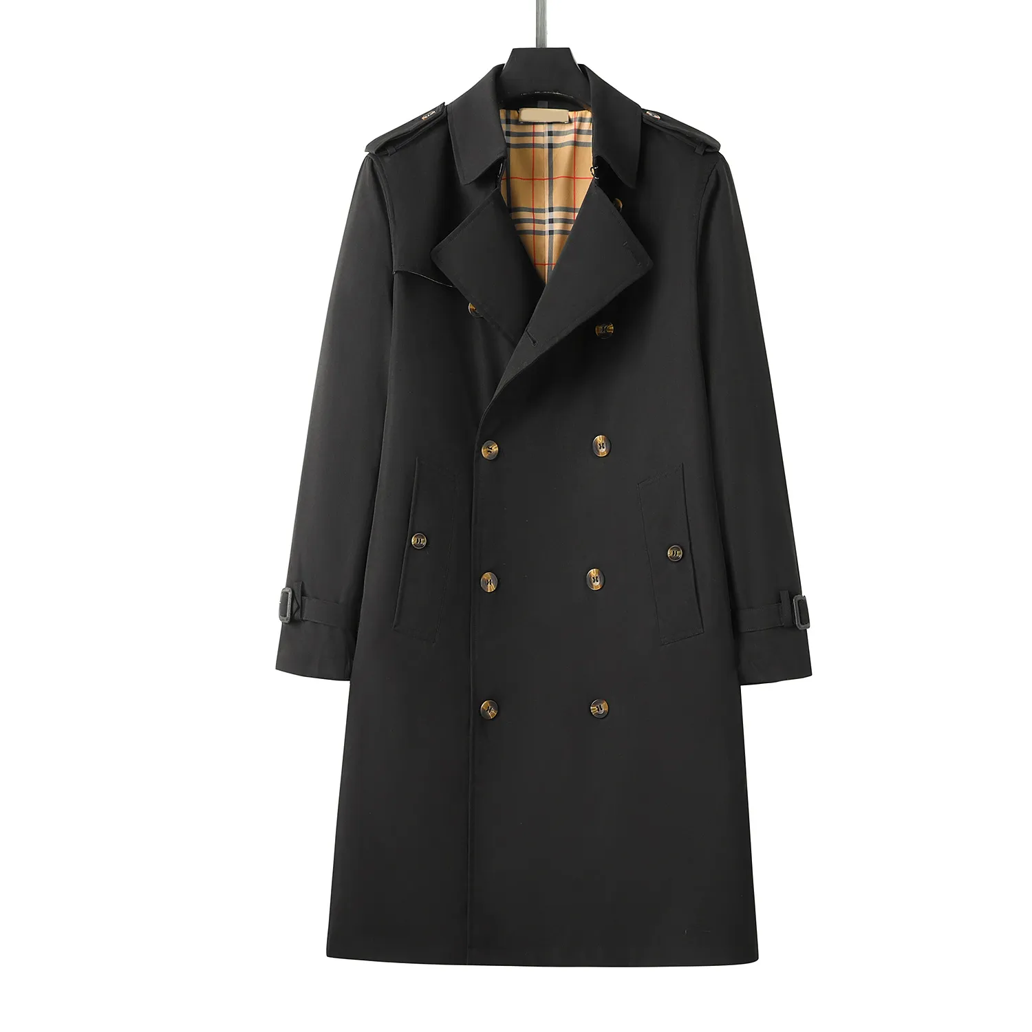 Mens Autumnwinter Double Row Button Woolen Jacket Long Length Casual Trench Coat Smooths Your Silhouette Overcoat G668