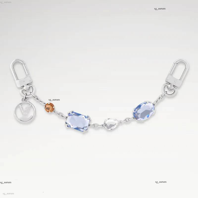 With BOX Designer Keychains Classic Brand High end Blue Diamond Silver Plated Luxury Keychain Women Key Rings Lanyards