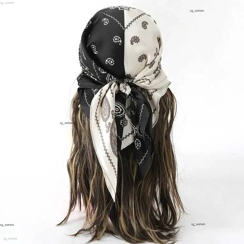 70x70cm Women Silk Scarf Small Satin Square Print Wrap Foulard Femme Handkerchief Bandana Neck Hair Skinny Tie Scarves Shawls Q240711