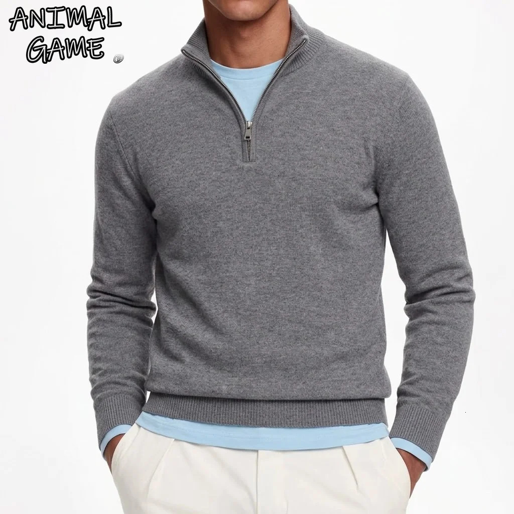 Autumn Men's Long Sleeve HalfZip Knit Sweater Warm Winter High Neck Pullover Casual Slim Fit Turtleneck Knitted Coats for Men 260911