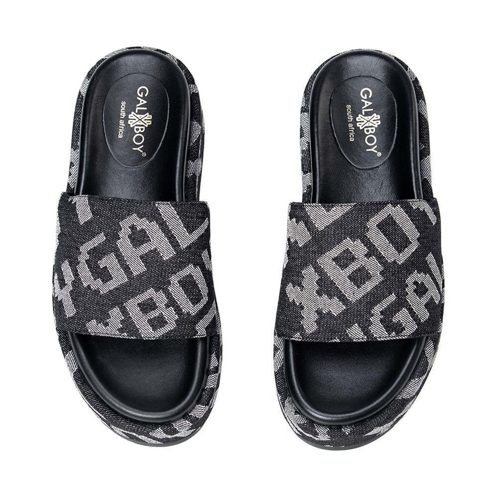 New GALXBOY Jacquard Slippers Print Single Wide Strap Slide GXB Womens Platform Sandals Summer Beach Canvas Fashion pool Outdoor Home casual shoes w