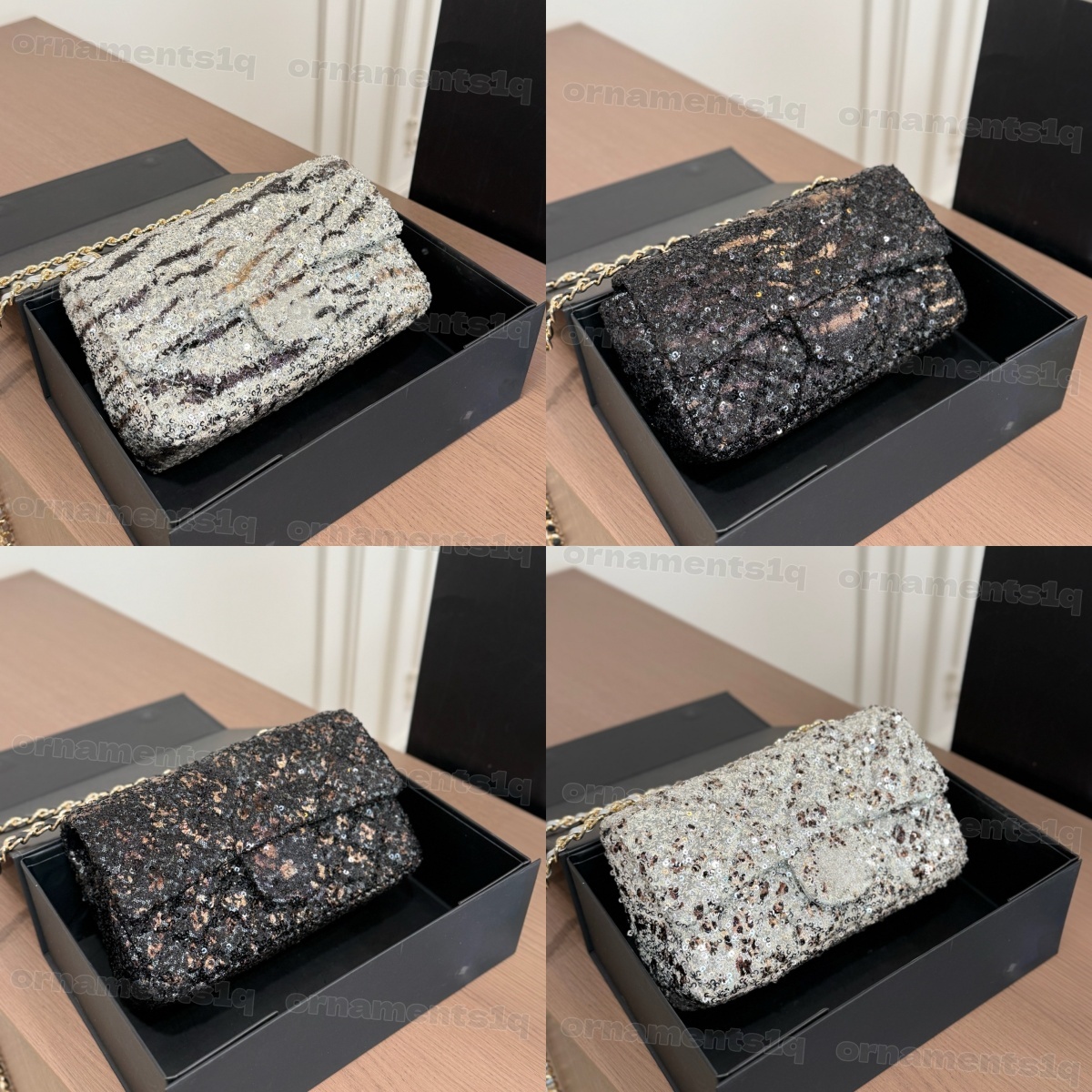 Women Glitter Sequin Leopard Print Flap Shoulder Bag, Gold Chain Crossbody Bag, Luxury Evening Party Handbag Ladies Clutch Purse