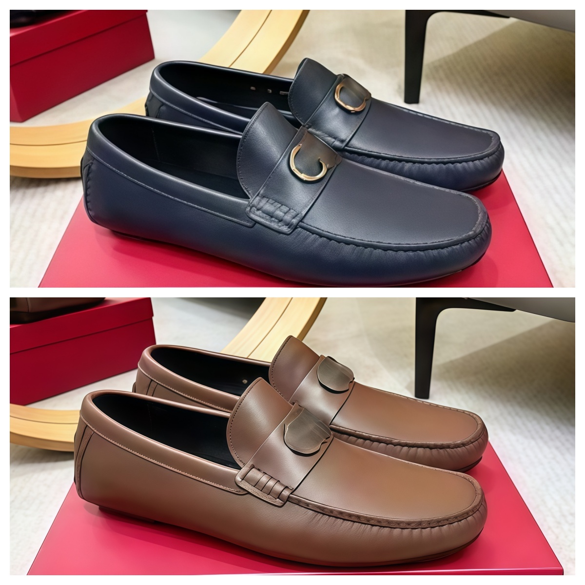 Womens Shoe Designer Luxury Slip On Moccasin Navy Black Low Rubber Casual Fashion Modern Trendy Spring Fall Hot Mule Penny Horsebit Gold Sale Loafer