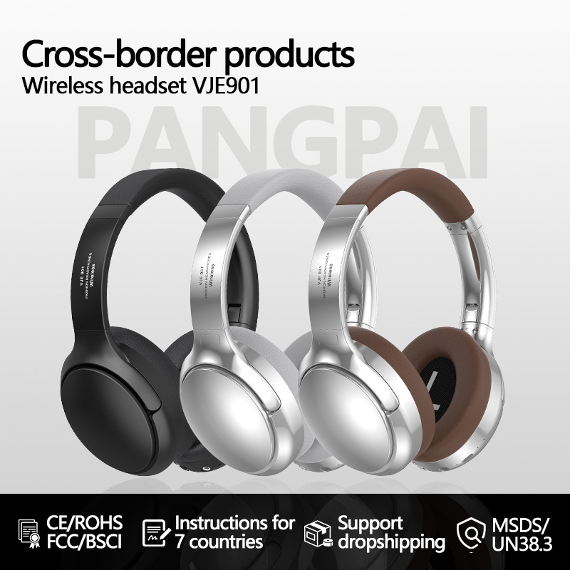 Conception à bord étroit Casque supra-auriculaire sans fil Bluetooth 5.3 Casque pliable de jeu à faible latence Aspiration magnétique TypeC Sourc